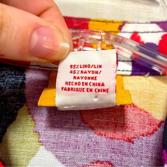 Ruby Rd Purple Red Orange Abstract Design Linen Blend Button Front Jacket Sz 12 - Picture 6 of 8